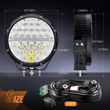 Nilight 9 Inch 140W 15560LM Round Spot Flood Built-in EMC DRL LED Work Lights (Pair) | 12AWG DT Wire, view 2
