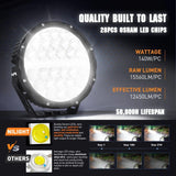 Nilight 9 Inch 140W 15560LM Round Spot Flood Built-in EMC DRL LED Work Lights (Pair) | 12AWG DT Wire, view 3