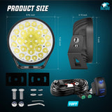 Nilight 9Inch 140W Round Offroad Light with Yellow Black Covers Hyper Spot Beam Work Light (Pair) | 12 AWG DT Connector Wiring Harness Kit, view 2