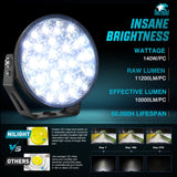 Nilight 9Inch 140W Round Offroad Light with Yellow Black Covers Hyper Spot Beam Work Light (Pair) | 12 AWG DT Connector Wiring Harness Kit, view 3
