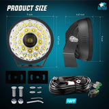 Nilight 9Inch 160W Round Offroad Light Hyper Spot Beam Work Light (Pair) | 12 AWG DT Connector Wiring Harness Kit, view 2