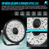 Nilight 9Inch 160W Round Offroad Light Hyper Spot Beam Work Light (Pair) | 12 AWG DT Connector Wiring Harness Kit, view 3