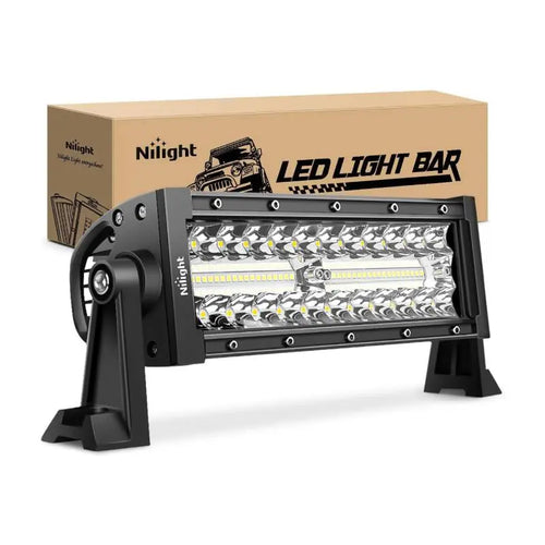 Nilight 9.5 Inch 192W Triple Row 64LEDs Spot Flood LED Light Bar