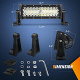 Nilight 9.5 Inch 192W Triple Row 64LEDs Spot Flood LED Light Bar, view 2