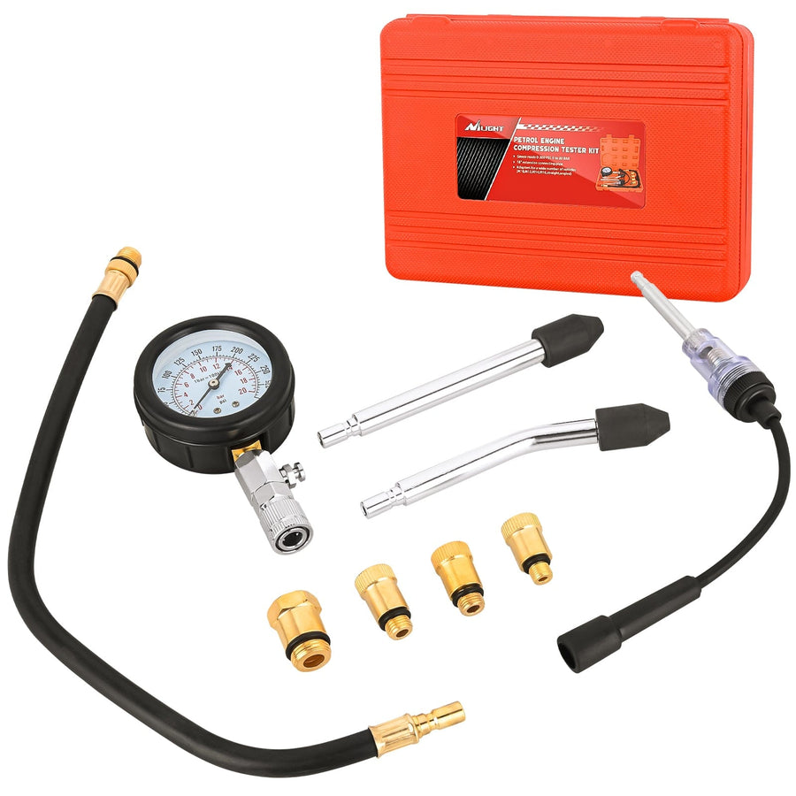 Nilight 9PCS Petrol Gas Engine Cylinder Compression Tester Kit