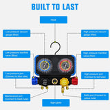 Nilight A/C Manifold Gauge Set Fits for R1234yf R134a R404A 4-Way Auto HVAC Diagnostic Gauges Refrigerant Recharge kit with Adjustable Couplers 5FT Hoses R1234yf Universal Can Tap, view 2