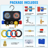 Nilight A/C Manifold Gauge Set Fits for R1234yf R134a R404A 4-Way Auto HVAC Diagnostic Gauges Refrigerant Recharge kit with Adjustable Couplers 5FT Hoses R1234yf Universal Can Tap, view 4