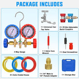 Nilight A/C Manifold Gauge Set Fits for R134a R12 R22 R502 3-Way Auto HVAC Diagnostic Gauges Refrigerant Recharge kit with Adjustable Couplers 5FT Hoses Universal Can Tap, view 4