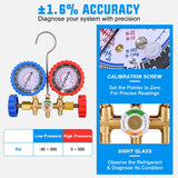 Nilight A/C Manifold Gauge Set Fits for R134a R12 R22 R502 3-Way Auto HVAC Diagnostic Gauges Refrigerant Recharge kit with Adjustable Couplers 5FT Hoses Universal Can Tap, view 5
