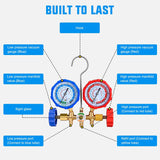 Nilight A/C Manifold Gauge Set Fits for R134a R12 R22 R502 3-Way Auto HVAC Diagnostic Gauges Refrigerant Recharge kit with Quick Couplers 5FT Hoses Universal Can Tap, view 2