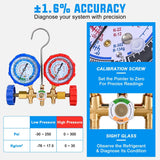 Nilight A/C Manifold Gauge Set Fits for R134a R12 R22 R502 3-Way Auto HVAC Diagnostic Gauges Refrigerant Recharge kit with Quick Couplers 5FT Hoses Universal Can Tap, view 5