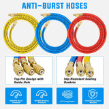 Nilight A/C Manifold Gauge Set Fits for R134a R12 R22 R502 3-Way Auto HVAC Diagnostic Gauges Refrigerant Recharge kit with Quick Couplers 5FT Hoses Universal Can Tap, view 6