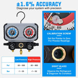 Nilight A/C Manifold Gauge Set Fits for R134a R410A R22 R404A 3-Way Auto HVAC Diagnostic Gauges Refrigerant Recharge kit with Adjustable Couplers 5FT Hoses Universal Can Tap, view 5