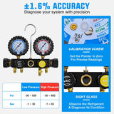 Nilight A/C Manifold Gauge Set Fits for R134a R410A R22 R404A 4-Way Auto HVAC Diagnostic Gauges Refrigerant Recharge kit with Adjustable Couplers 5FT Hoses Universal Can Tap, view 5