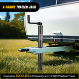 Nilight A-Frame Trailer Jack 5000 lbs Capacity 15 Inch Vertical Travel Heavy Duty Trailers Tongue Jack with Top Wind Handle Alloy Steel Utility Trailer RV Jack Stand for Trailers RV Boat Camper Matt Black, view 2