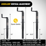 Nilight A-Frame Trailer Jack 5000 lbs Capacity 15 Inch Vertical Travel Heavy Duty Trailers Tongue Jack with Top Wind Handle Alloy Steel Utility Trailer RV Jack Stand for Trailers RV Boat Camper Matt Black, view 3