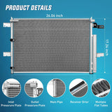 Nilight AC Condenser Compatible with Ford Edge V6 3.5L 3.7L 2011-2014, Lincoln MKX 2011-2015 Air Conditioning A/C Condenser with Receiver Drier Replace# 3894, ACA84587, BT4Z19708B, HVA00209, FO3030231, view 4