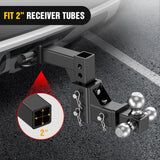 Nilight Adjustable Trailer Hitch Ball Mount Fits 2 Inch Receiver Tri-Ball 1-7/8 Inch-6000LBS 2 Inch-7500LBS 2-5/16 Inch-10000LBS Capacity Chrome Trailer Ball Hitch with Solid Shank, view 6