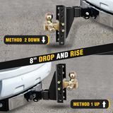 Nilight Adjustable Tri-Ball Trailer Hitch Mount 8 Inch Drop/Rise Hitch 1-7/8Inch 2Inch 2-5/16Inch Fits 2-Inch Receiver 15000lbs GTW for Heavy Duty Truck with Anti-Theft Pin, view 4