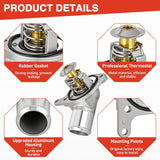 Nilight Aluminium Thermostat Housing Assembly Fit for Chevy Silverado Suburban Tahoe Cadillac CTS Buick Rainier GMC Sierra Yukon H2 Engine Coolant Thermostat Housing 15-11057 12600172 1510412 12571261, view 5