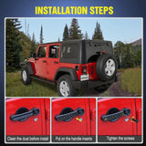 Nilight Aluminum Door Grab Handle Inserts For 2007-2017 Jeep Wrangler JK JKU, view 3