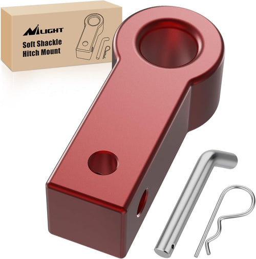 Nilight Aluminum Soft Shackle Hitch for 2 Inch Receiver 35274 Lbs Break Strength with Lock Pin 1.35 in Oversize Smooth Hole for Large Soft Shackles Off-Road Towing Accessory for Trucks SUV (Red)