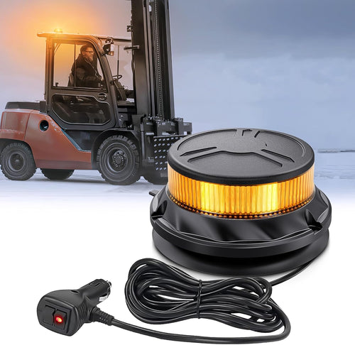 Nilight Amber Beacon Light 12V-24V Aluminum Base Flashing Safety Warning Lights Permanent & Magnet Mount LED Emergency Rotating Strobe Light for Forklift Truck Tractor UTV Snow Plow
