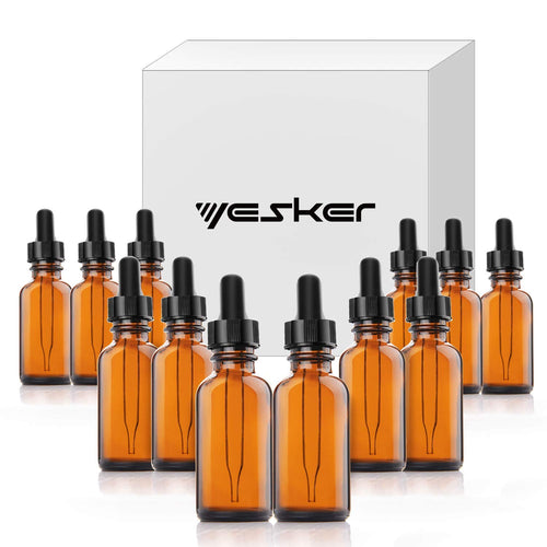 Nilight Amber Glass Bottles for Essential Oils with Glass Eye Dropper 30 ml (1oz) for Essential Oils, Chemistry Lab Chemicals, Colognes & Perfumes (12 Pack)