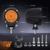 Nilight Amber LED Light Pods 2 PCS 3 Inch Flood Round Offroad Driving Auxiliary Fog Lights Built-in EMC for Motorcycle SUV ATV Truck Boat Tractor Forklift, view 2