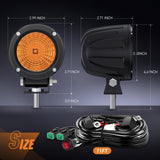Nilight Amber LED Light Pods 2 PCS 3 Inch Flood Round Offroad Driving Auxiliary Fog Lights Built-in EMC w/18AWG DT Wiring Harness Kit for Motorcycle SUV ATV Truck Boat, view 2