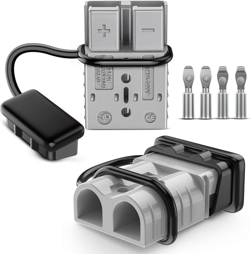 Nilight Anderson Connector 120AMP 4AWG Anderson Plug 12V-36V Battery Quick Connect/Disconnect Wire Harness Plugs Connectors Kit for 4 Gauge Cables Car Marine ATV Trailer Towing Winch Motor 2 Pack Grey