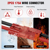 Nilight Anderson Connector 175AMP 1/0AWG Anderson Plug 12V-36V Battery Quick Connect/Disconnect Wire Harness Plugs Connectors Kit for 1/0 Gauge Cables Car ATV Trailer Towing Winch Motor, 2 Pack Red, view 3
