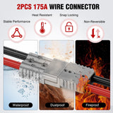 Nilight Anderson Connector 175AMP 4AWG Anderson Plug 12V-36V Battery Quick Connect/Disconnect Wire Harness Plugs Connectors Kit for 4 Gauge Cables Car Marine ATV Trailer Towing Winch Motor 2 Pack Grey, view 3