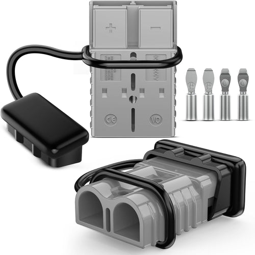 Nilight Anderson Connector 350AMP 2/0AWG Anderson Plug 12V-36V Battery Quick Connect/Disconnect Wire Harness Plugs Connectors Kit for 2/0 Gauge Cables Car ATV Trailer Towing Winch Motor, 2 Pack Grey