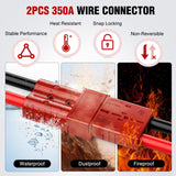 Nilight Anderson Connector 350AMP 2/0AWG Anderson Plug 12V-36V Battery Quick Connect/Disconnect Wire Harness Plugs Connectors Kit for 2/0 Gauge Cables Car ATV Trailer Towing Winch Motor, 2 Pack Red, view 3