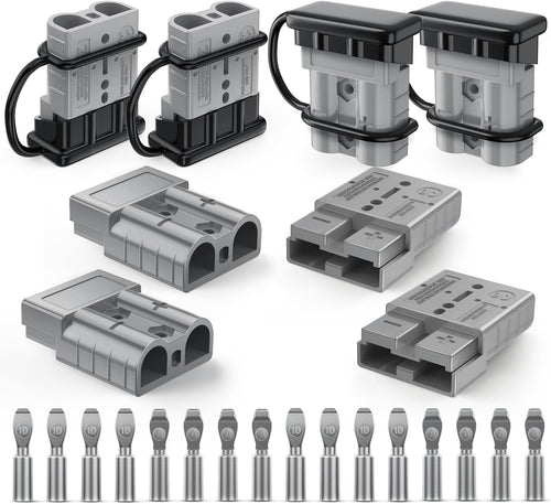 Nilight Anderson Connector 50AMP 10AWG Anderson Plug 12V-36V Battery Quick Connect/Disconnect Wire Harness Plugs Connectors Kit for 10 Gauge Cables Car Marine Trailer Towing Winch Motor, 8 Pack Grey
