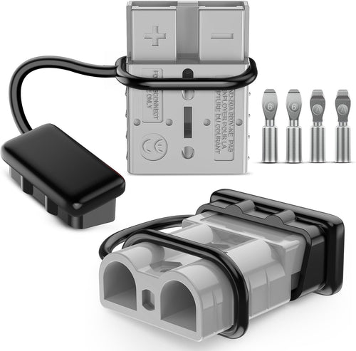 Nilight Anderson Connector 50AMP 6AWG Anderson Plug 12V-36V Battery Quick Connect/Disconnect Wire Harness Plugs Connectors Kit for 6 Gauge Cables Car Marine ATV Trailer Towing Winch Motor, 2 Pack Grey