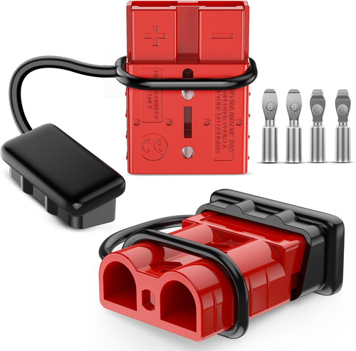 Nilight Anderson Connector 50AMP 6AWG Anderson Plug 12V-36V Battery Quick Connect/Disconnect Wire Harness Plugs Connectors Kit for 6 Gauge Cables Car Marine ATV Trailer Towing Winch Motor, 2 Pack Red