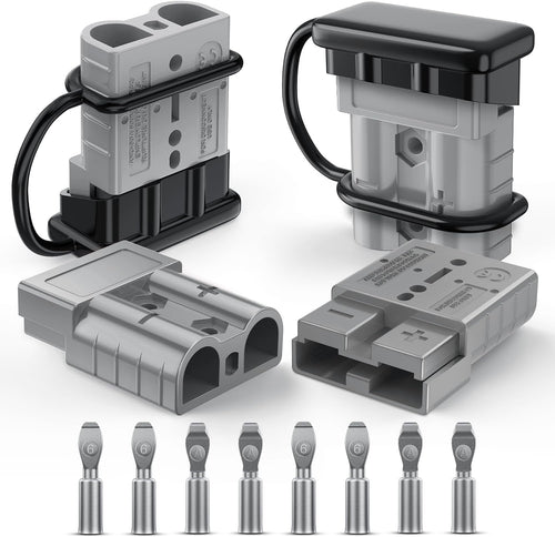 Nilight Anderson Connector 50AMP 6AWG Anderson Plug 12V-36V Battery Quick Connect/Disconnect Wire Harness Plugs Connectors Kit for 6 Gauge Cables Car Marine ATV Trailer Towing Winch Motor, 4 Pack Grey