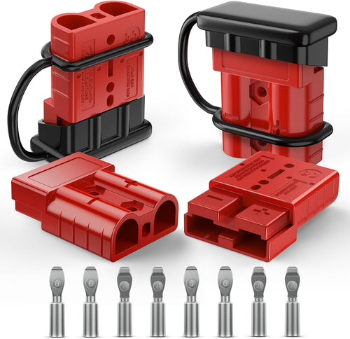 Nilight Anderson Connector 50AMP 6AWG Anderson Plug 12V-36V Battery Quick Connect/Disconnect Wire Harness Plugs Connectors Kit for 6 Gauge Cables Car Marine ATV Trailer Towing Winch Motor, 4 Pack Red