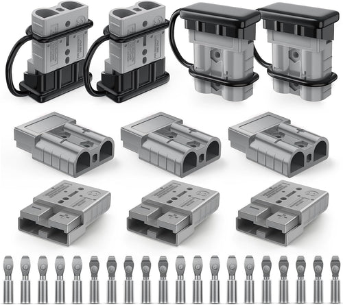 Nilight Anderson Connector 50AMP 6AWG Anderson Plug 12V-36V Battery Quick Connect/Disconnect Wire Harness Plugs Connectors Kit for 6 Gauge Cables Car Marine Trailer Towing Winch Motor, 10 Pack Grey