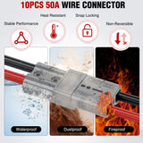 Nilight Anderson Connector 50AMP 6AWG Anderson Plug 12V-36V Battery Quick Connect/Disconnect Wire Harness Plugs Connectors Kit for 6 Gauge Cables Car Marine Trailer Towing Winch Motor, 10 Pack Grey, view 3