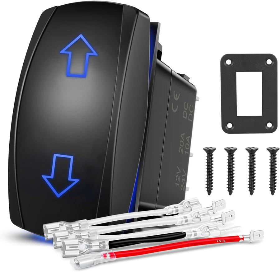 Nilight Arrows Motor Polarity Reverse Momentary Rocker Switch DPDT 20A 12V 24V 7PIN (ON) Off (ON) Toggle Wire Up Down Carling for Car Boat Truck Linear Actuator Trailer