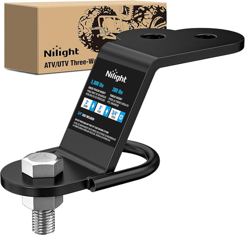 Nilight ATV/UTV Three-Way Hitch 3500lbs Three-Way Lawn Mover Adapter 3 Inch Drop/Rise, Heavy Duty Universal ATV Hitch Attachments, Trailer Hitch Adapter