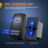 Nilight Auxiliary Battery Rocker Switch Led Light Bar 5 Pin Laser On Off SPST Switches 20A/12V 10A/24V Blue with Jumper Wires Set for Cars Trucks Boats ATVs UTVs RVs, view 2