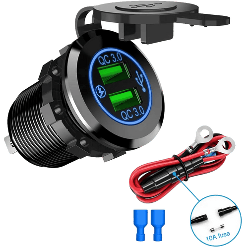 Nilight Blue LED Dual QC 3.0 USB Socket