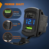 Nilight Blue Rocker Switch Style Charger PD Type C QC 3.0 USB, view 3