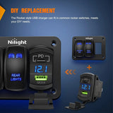 Nilight Blue Rocker Switch Style Charger PD Type C QC 3.0 USB, view 4