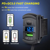 Nilight Blue Rocker Switch Style Charger PD Type C QC 3.0 USB, view 5