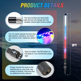 Nilight Boat Navigation Whip Light 3FT 360° Visibility 2NM Coast Guard Compliant 400+ Patterns with Remote Plug-in Base LED Spiral Boats Stern Lights for Night Fishing, Yacht, Pontoon Accessories, view 4